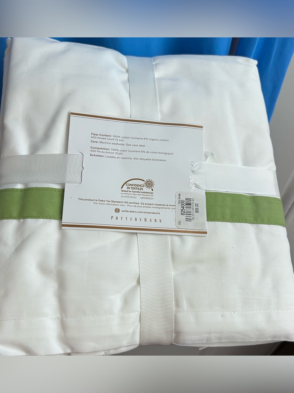 NEW Pottery Barn Morgan Bed Skirt Full  400 Thread Ct 100 % Cotton GREEN Stripe